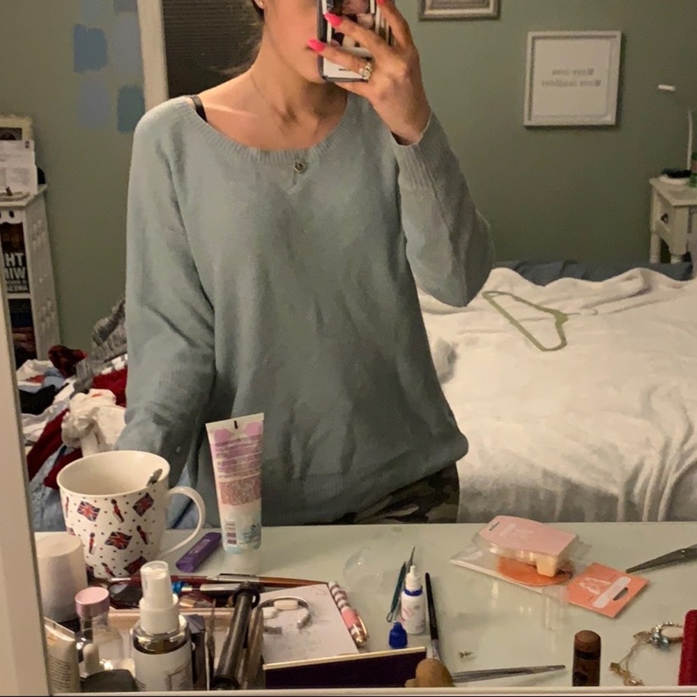 Sage blue green sweater